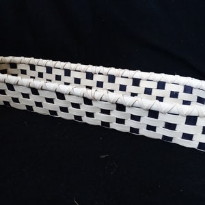 Hand Woven French Bread Basket: Black & Natural Reed