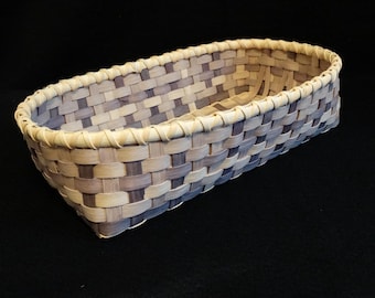 Hand Woven Purple Basket: Large Entryway Storage, Muted Shades