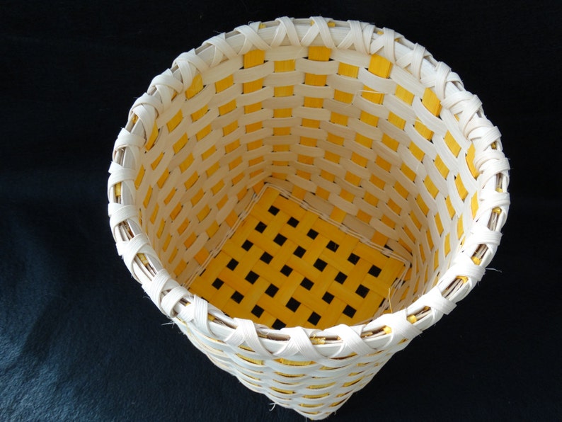 Hand Woven Basket in Golden Yellow and Natural White. Large Etsy
