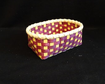 Small Hand Woven Basket in Purple and Chartreuse.  Storage Basket. Bread Basket. Basket. Hand Made Baskets in fun colors!