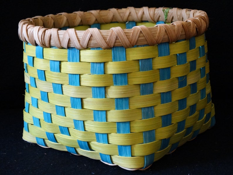 Hand Woven Basket in Chartreuse and Bright Turquoise Baskets Hand made baskets in fun colors! Storage Basket