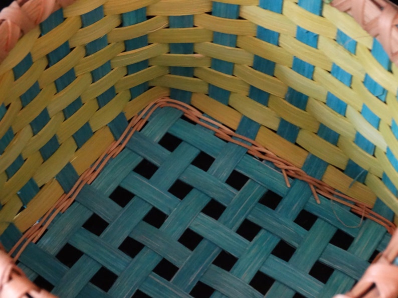 Hand Woven Basket in Chartreuse and Bright Turquoise Baskets Hand made baskets in fun colors! Storage Basket