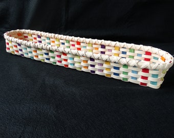 Handwoven Long Basket: Multi-Color Reed, French Bread Storage