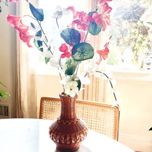 Unique Wicker Vase, Mid-Century Modern Home Decor