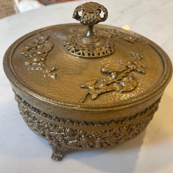 Scatola portagioie in filigrana vintage Candy Gold Ormolu