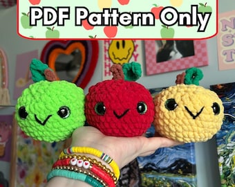 Low-Sew Apple Crochet Pattern: Fruit Amigurumi Plushie (PDF Pattern)