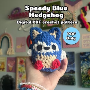 No-sew Speedy Blue Hedgehog – Crochet Plushie Pattern (PDF) – Amigurumi Digital Download