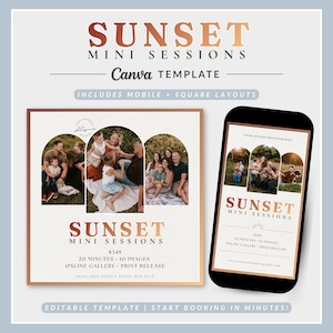 Sunset Mini Sessions Canva Template, Fotograf Marketing Flyer (Digitaler Download)