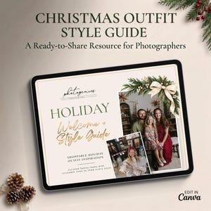 Holiday Photo Style Guide Template, Christmas Mini Session Welcome and Outfit Inspiration