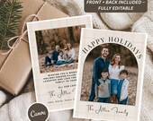 Neutral Plaid Christmas Photo Card Template: Modern Holiday Design (Digital Download)
