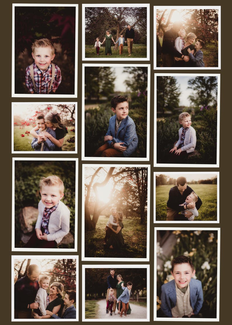 Holiday Card Photo Collage Christmas Template, Editable Canva Design