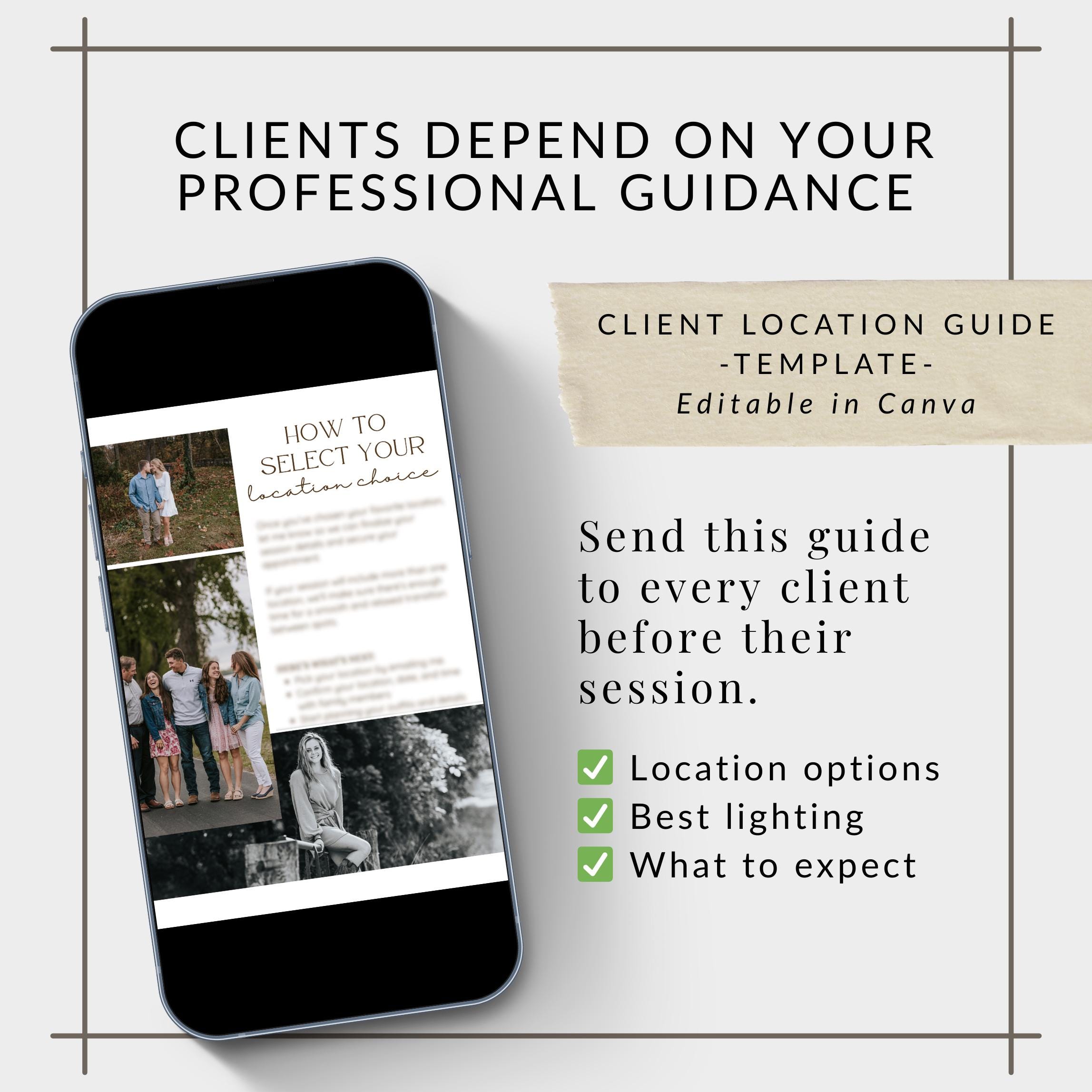 Location Guide Layout Photography Location Guide Template | Client Prep for Photographers ...
