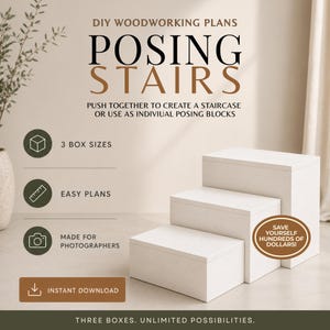 Photography Posing Props, Wood Box Stair Steps, Studio Staircase, Beginner Build Plan, DIY Woodworking