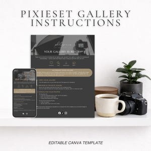 Photo Gallery Instructions, Pixieset Directions Template, Digital Image Download Guide, Editable in Canva