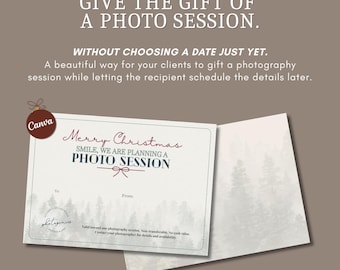 Editable Photo Session Gift Certificate,  Canva Template for Photography Present