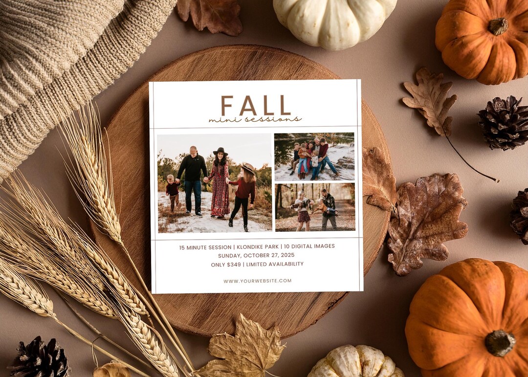 Fall Mini Sessions Flyer | Canva Template for Photographers | Warm ...