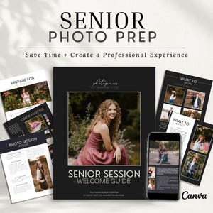 Senior Client Guide, Editable Canva Template for Photography Sessions