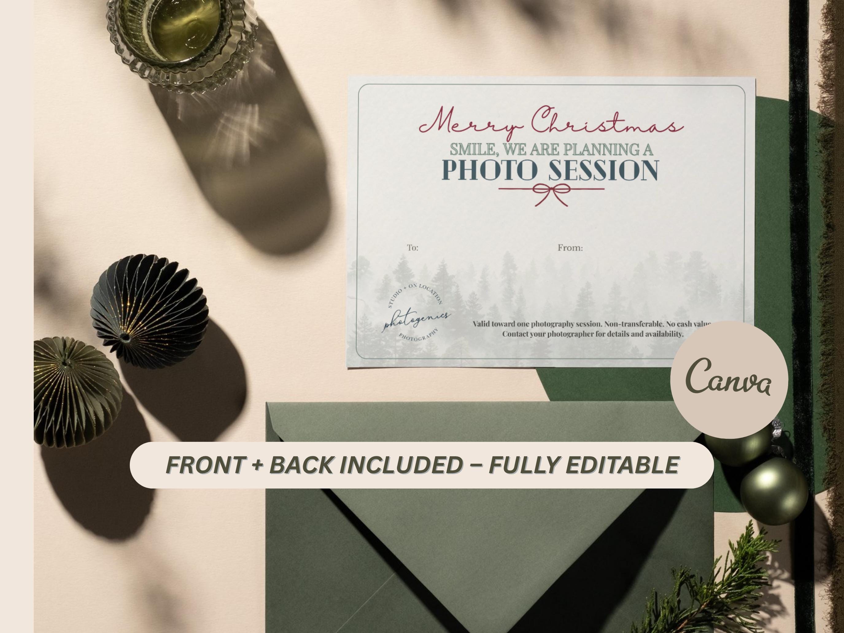 Photography Session Gift Certificate Template Editable Voucher