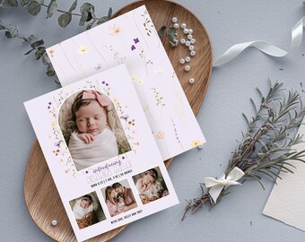 New Baby Announcement Template | DIY Newborn Welcome Card | Editable in Canva