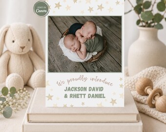 Birth Announcement Template, Neutral Design | New Baby Photo Card, 5x7 Canva