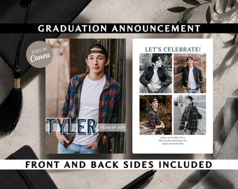 Plantilla de anuncio de graduación / Tarjeta Canva a doble cara / Invitación de graduación (descarga digital)