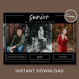 Senior Photo Mini Session Template | Canva Marketing Graphic for Photographers | Editable Promo Ad