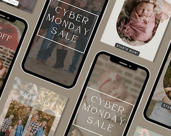 Cyber Monday Canva Template Set | Instagram Posts Stories | Neutral Promo Graphics