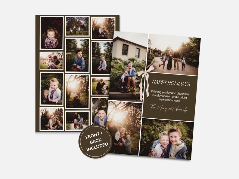 Holiday Card Photo Collage Christmas Template, Editable Canva Design