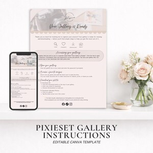 Plantilla de instrucciones de Pixieset para clientes de fotografía / Instrucciones de descarga de la galería / Tamaños para escritorio y móvil