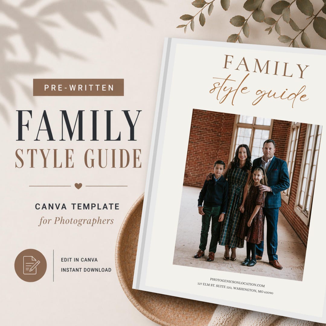 Photo Styling Guide Family Photo Style Guide Template | Editable Canva What to Wear Guide ...