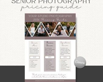 Modèle de guide de tarification photo senior | Toile moderne modifiable | Liste de prix de la photographie