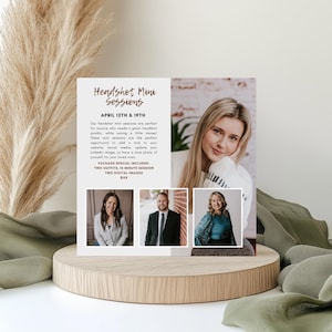 Modèle de mini-séance photo modifiable pour portraits professionnels, design marketing Canva