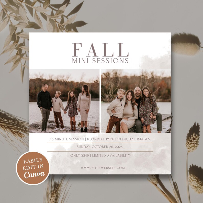 Fall Mini Session Template | Canva Photography Marketing Flyer | Autumn ...