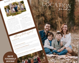 Photography Location Guide Template for Photographers | Photo Session Options | Editable in Canva