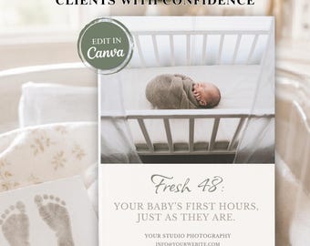 Fresh 48 Photo Guide | Newborn Hospital Prep Guide | Canva Template for Baby Photographers