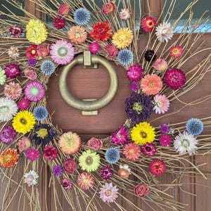 Vibrant 16-Inch Dried Flower Wreath| Handmade with Locally Grown Flowers