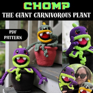 Virkmönster för Chomp den köttätande växten | Venus flugfälla Amigurumi PDF