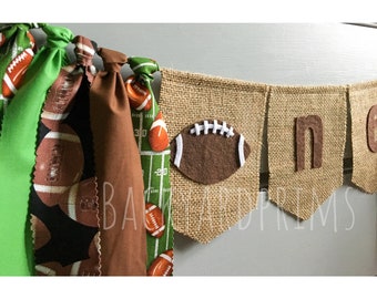 Football Birthday Banner, First year down highchair banner, Super bowl birthday, Football party decoration, 1st Birthday banner