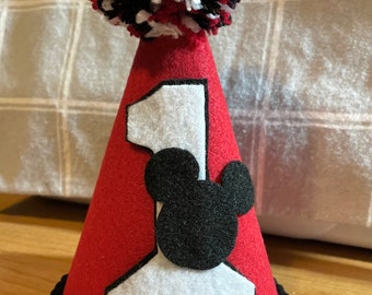 Kid’s Birthday party hat, party hat, Classic Mickey party theme, 1st Birthday crown, handmade hat