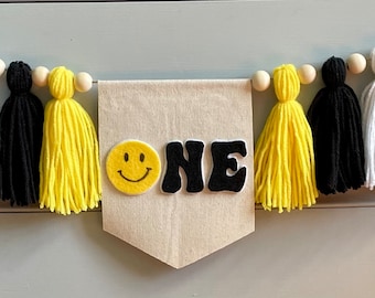 ONE Happy Dude Birthday 1st Birthday highchair banner tassel banner birthday gift happy dude party decor baby gift