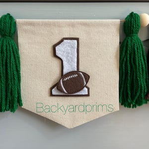 First Down highchair banner, Football Birthday, Yarn Tassel banner, tailgating high chair Garland, 1st year down birthday, birthday gift