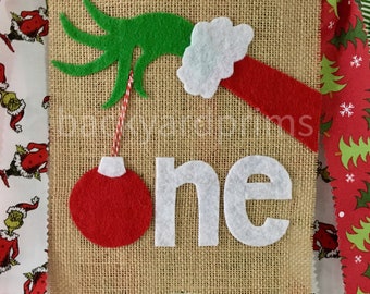 Grinch 1st Birthday High Chair Banner – Handmade Fabric Garland