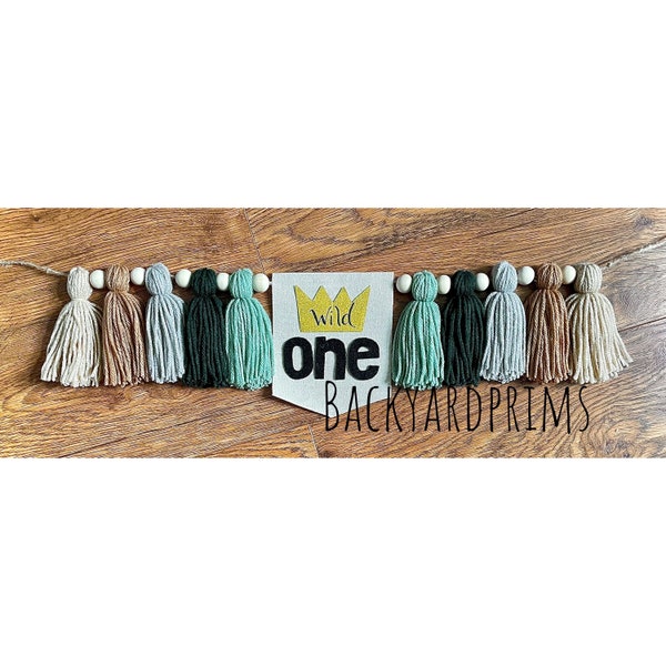 Wild ONE high chair Garland, Yarn Tassel banner, smash cake banner, Wild One 1st Birthday Tassel  banner, Wild ONE 1st Birthday