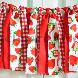 Strawberry garland- fabric garland- Berry sweet one baby shower- birthday decor- photo prop back drop- summer party decor- mantel decor