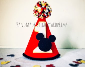 Kid’s Birthday party hat, party hat, Mickey party theme, 1st Birthday crown, handmade hat