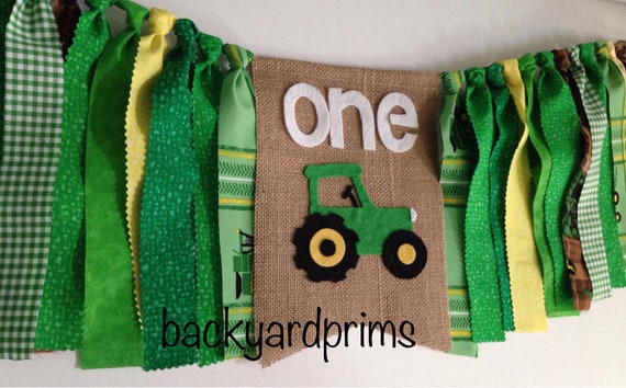 1st Birthday, tractor party, highchair banner, Birthday Banner, Photo Prop, cake smash, Farm Barnyard party Il_570xn