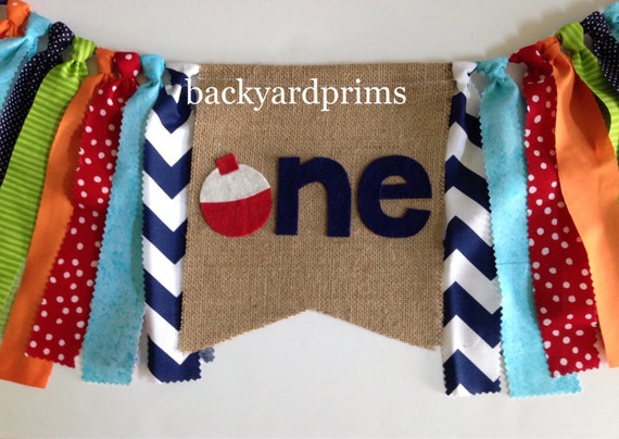 1st Birthday, O-fish-ally one Birthday, highchair banner, fabric garland, the BIG ONE burlap Banner, Photo Prop Il_570xn
