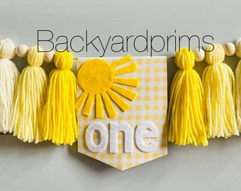 First Trip Around the Sun Banner, Yellow Tassel Garland, First Birthday High Chair Banner, Sunshine banner