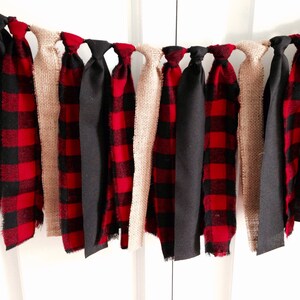 Fabric garland, Buffalo plaid banner, wild one birthday, happy camper, woodland baby shower, lumberjack garland, Bachelorette party