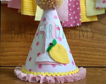 Chapeau citron citron 1er anniversaire, chapeau de fête, anniversaire limonade, chapeau d'anniversaire tutti frutti, chapeau de fête pour enfants, couronne d'anniversaire, chapeau d'anniversaire